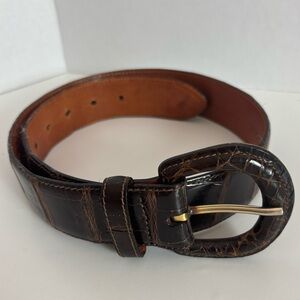 Vtg Ralph Lauren Collection genuine crocodile belt brown 28